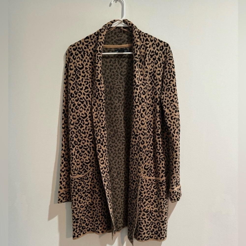 Cynthia Rowley Leopard Print Open Front Cardigan – Size Medium